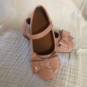 Soft Pink Patent Flats, Bow Detail, Velcro, Size 9